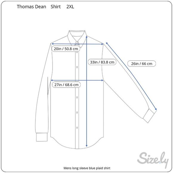 Thomas Dean Men Contrast Flip Cuff Long Sleeve Button Down Shirt Blue Plaid 2XL - Picture 4 of 4